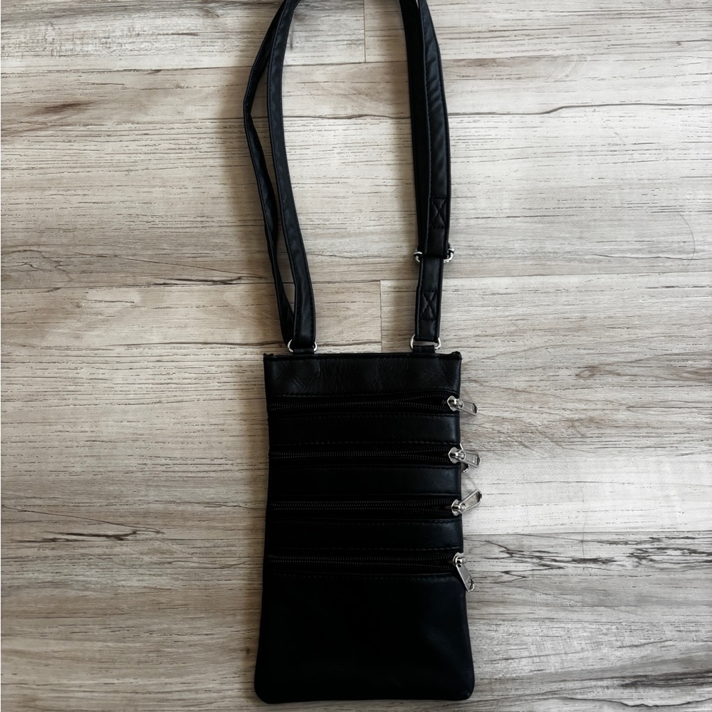 Black Crossbody Zip Organizer Bag